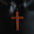 Collier Croix Catholique en Bois Naturel – Pendentif Jésus Vintage | Amulette Réglable Unisexe
