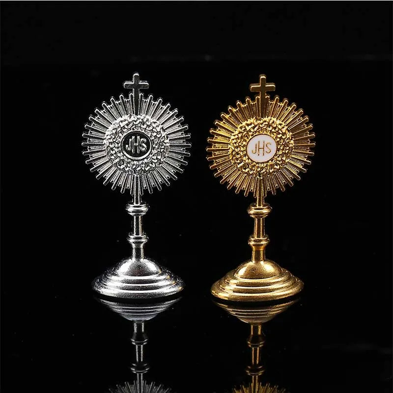 Statuette Religieuse JHS – Décoration Baptême & Première Communion, Or & Argent