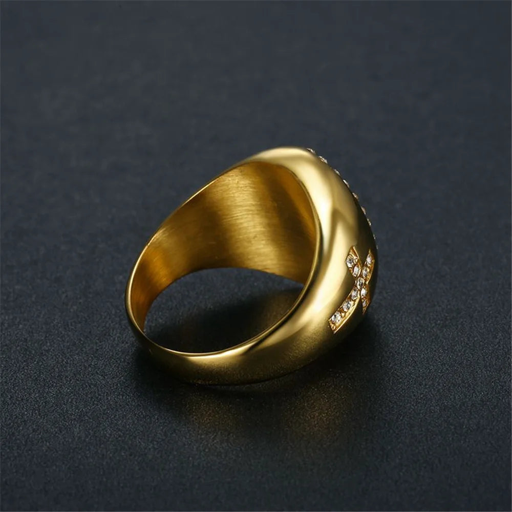 Bague Vierge Marie – Acier Inoxydable | Bijou Chrétien Orné de Zircons