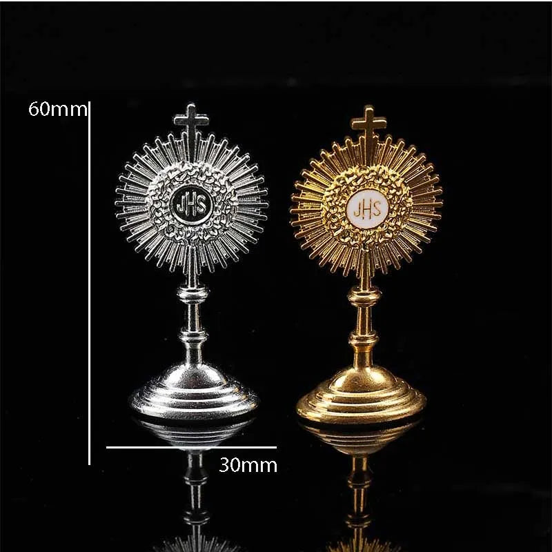 Statuette Religieuse JHS – Décoration Baptême & Première Communion, Or & Argent