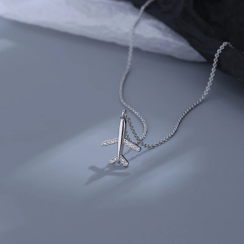 Collier Pendentif Avion Zircon Cubique – Chaîne Clavicule Style Coréen
