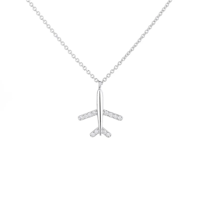 Collier Pendentif Avion Zircon Cubique – Chaîne Clavicule Style Coréen