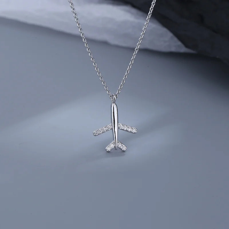 Collier Pendentif Avion Zircon Cubique – Chaîne Clavicule Style Coréen