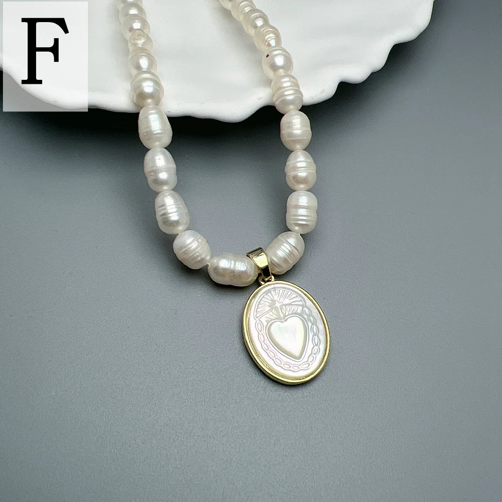 Collier Ras-de-Cou Perles Naturelles & Nacre – Vierge Marie, Sacré-Cœur, Guadalupe | Religieux Luxe