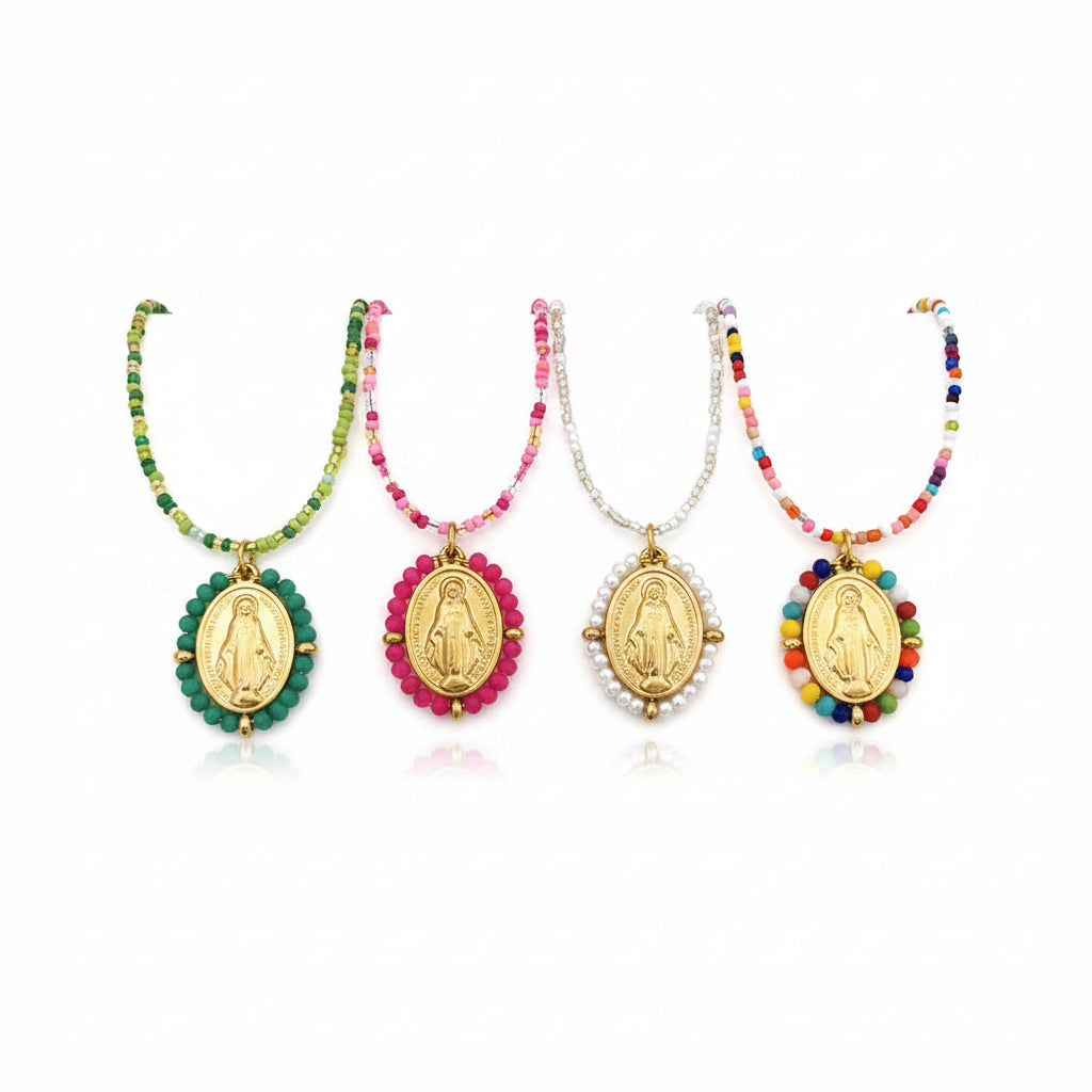 Collier Ras-de-Cou Vierge Marie – Acier Inoxydable Plaqué Or 18K & Zircon 5A | 7 Coloris