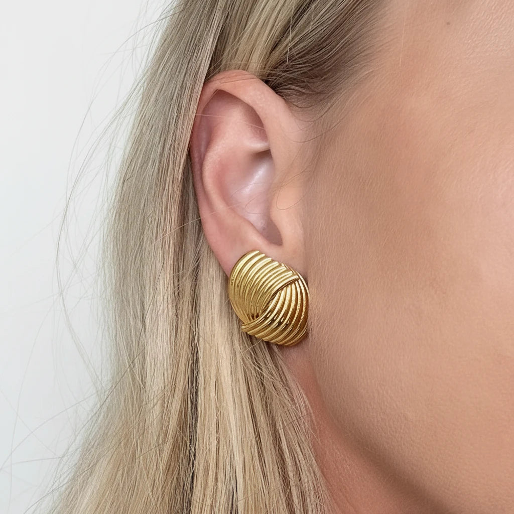 Boucles d'Oreilles Rétro Multicouches – Acier Doré | Style Statement Waterproof