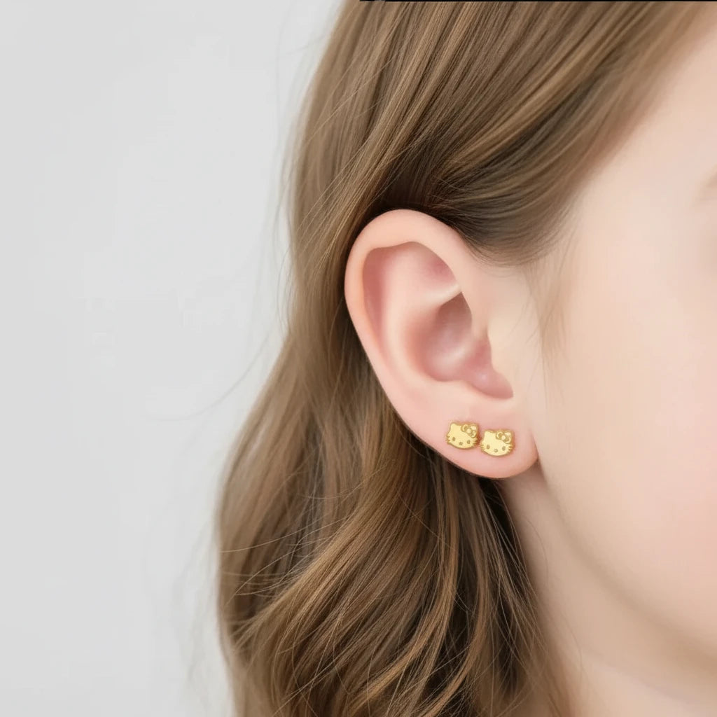 Boucles d'Oreilles Hello Kitty – Acier Titane | Bijou Tendance & Mignon