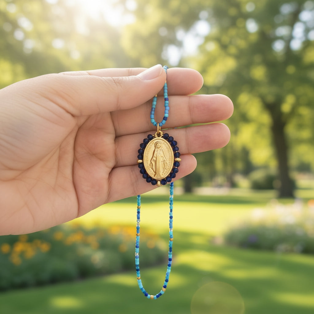 Collier Ras-de-Cou Vierge Marie – Acier Inoxydable Plaqué Or 18K & Zircon 5A | 7 Coloris