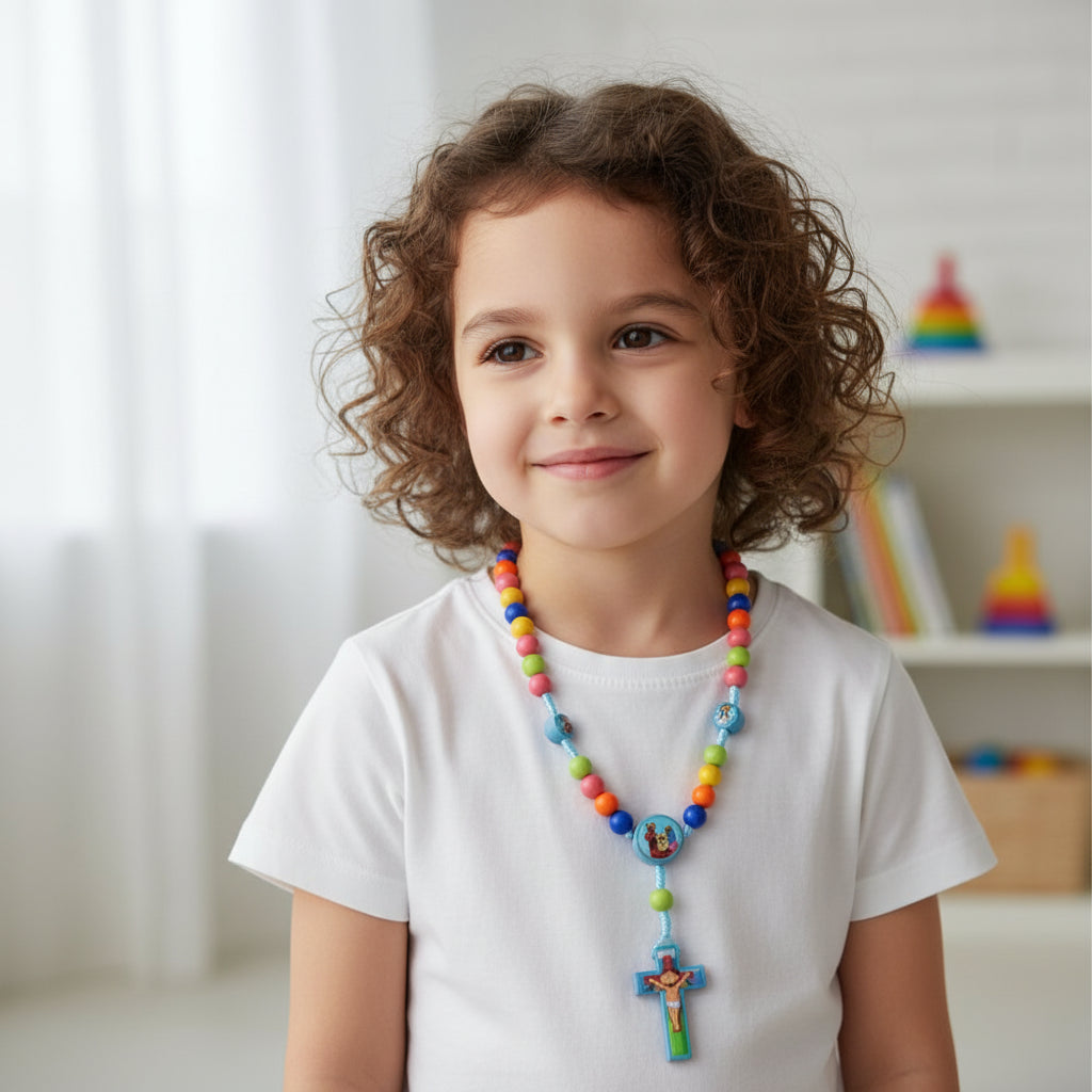 Chapelet Enfant Tissé Main – Catholique Chrétien | Rose & Bleu