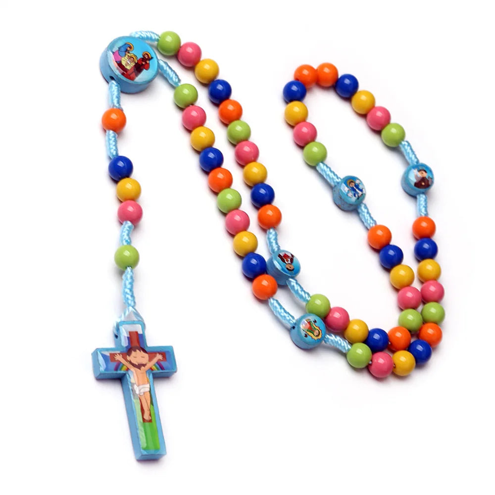 Chapelet Enfant Tissé Main – Catholique Chrétien | Rose & Bleu