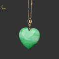 Pendentif Cœur en Jade Naturel de Birmanie – Vert Céladon | Chaîne Dorée ou Argentée | Unisexe