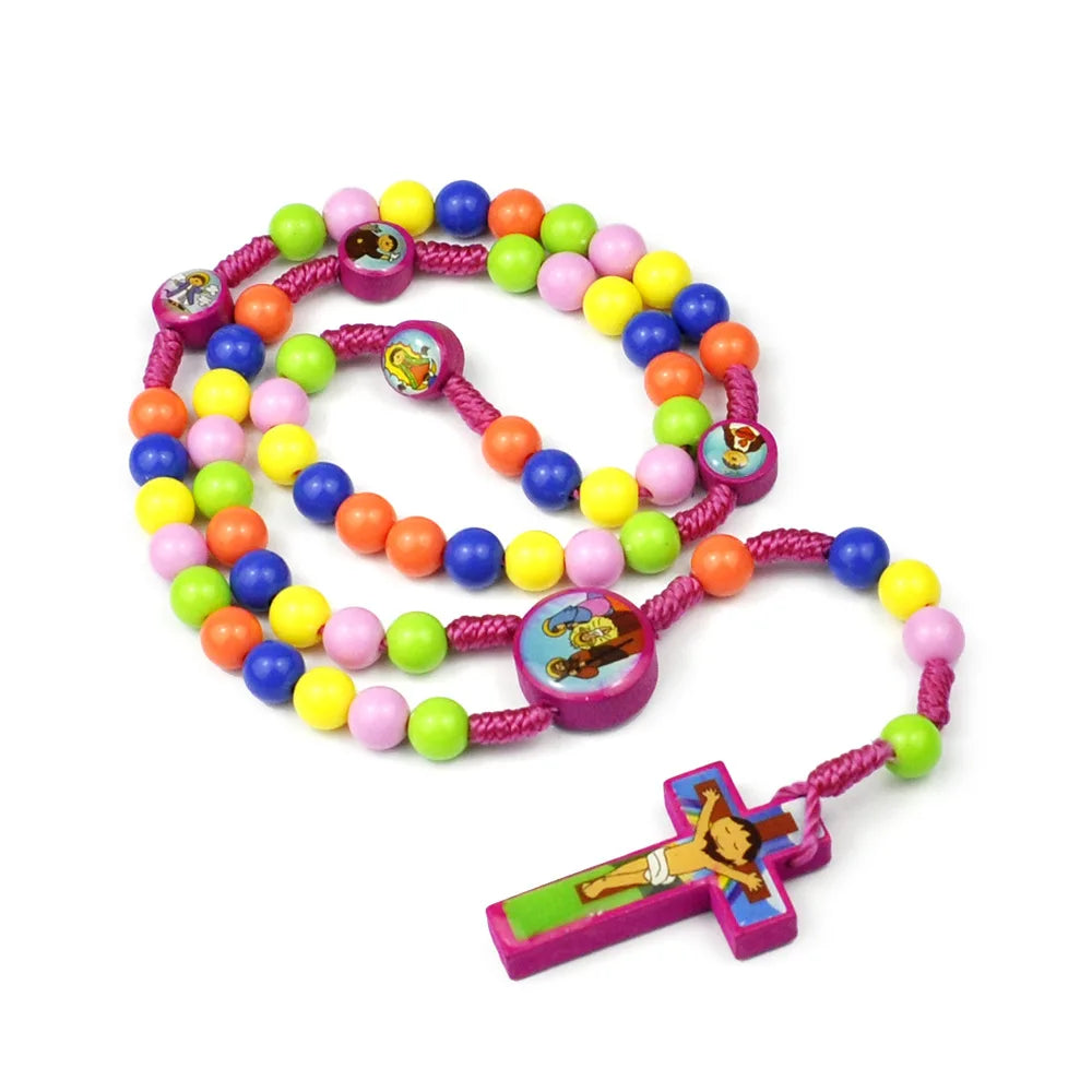 Chapelet Enfant Tissé Main – Catholique Chrétien | Rose & Bleu