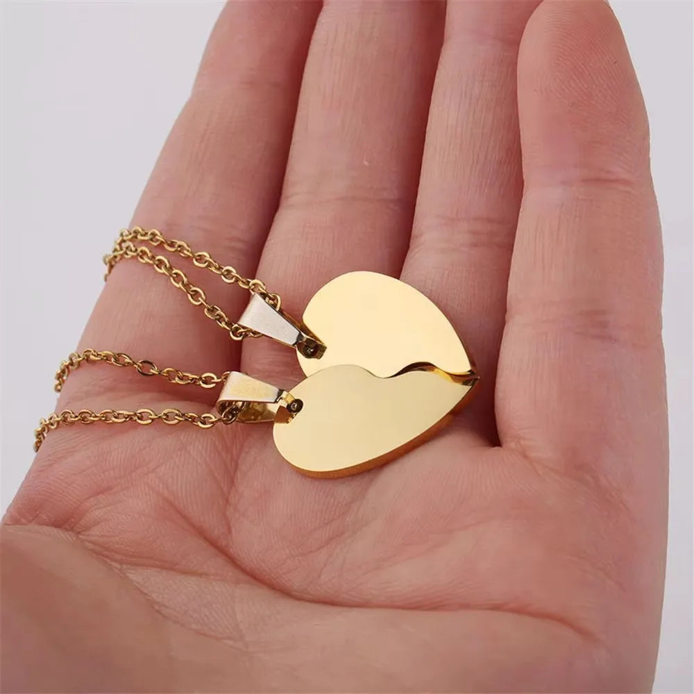 Collier Pendentif Cœur Brisé – Lot de 10 | Acier Inoxydable | Or, Or Rose & Argent