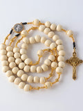 Chapelet Catholique Vintage Fait Main – 59 Perles en Bois 10mm & Croix | Style Classique