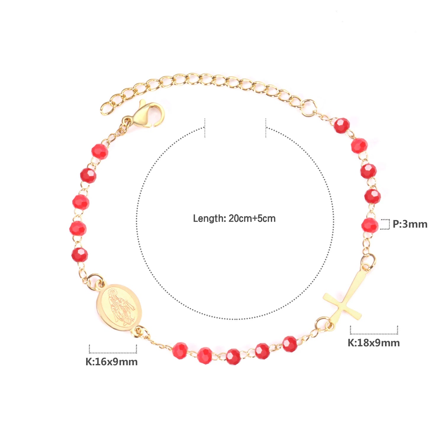 Bracelet Chapelet Croix Chrétien – Acier Inoxydable Émaillé Multicolore