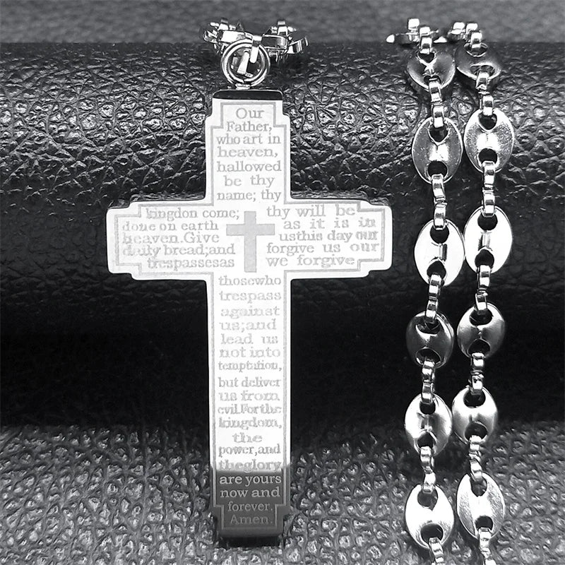 Collier Crucifix Jésus-Christ – Acier Inoxydable Doré & Argenté | Chaîne Grain de Café 60 cm | Homme & Femme