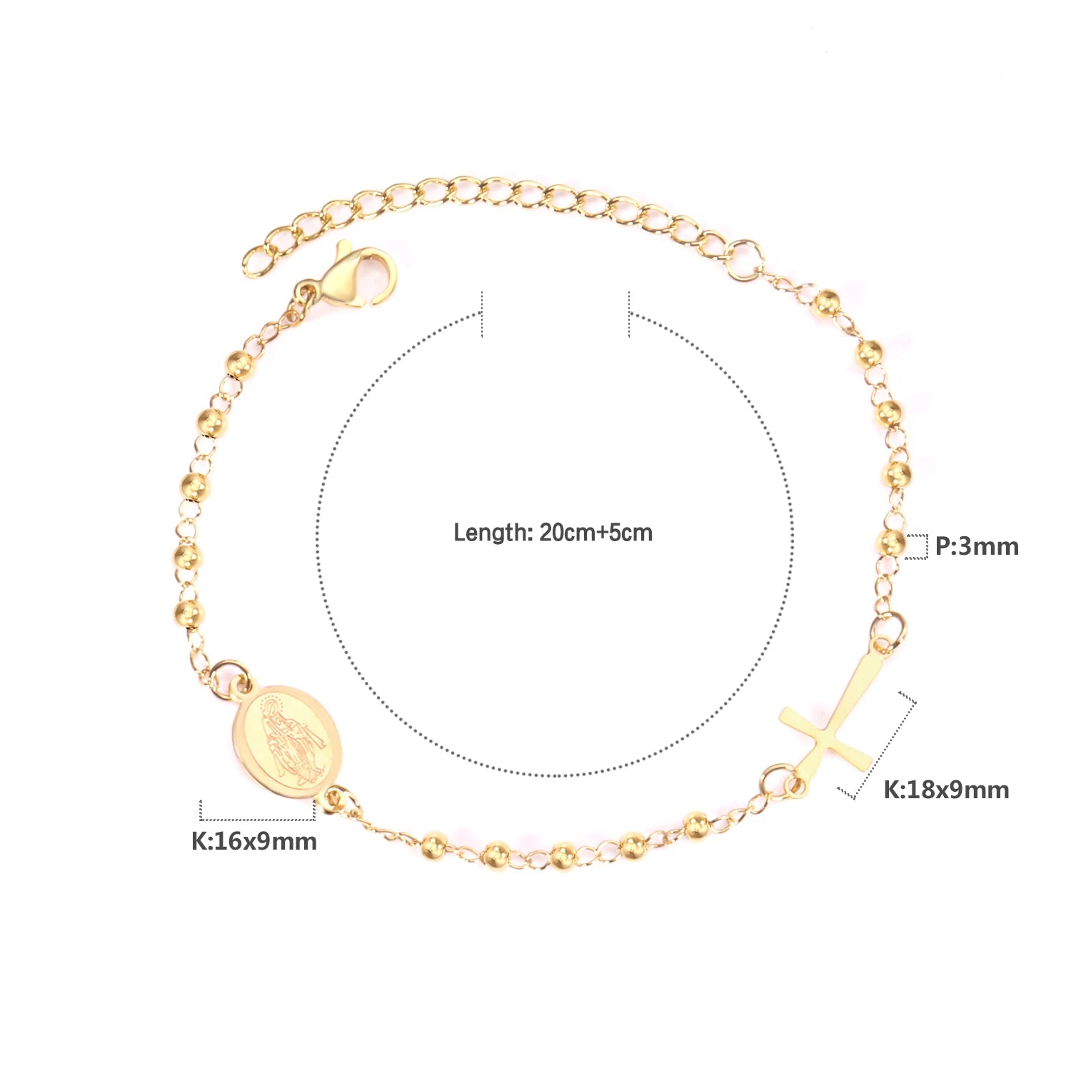 Bracelet Chapelet Croix Chrétien – Acier Inoxydable Émaillé Multicolore