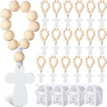 Chapelet en Bois avec Croix & Boîte Cadeau Blanche – Lot de 6, 12 ou 18
