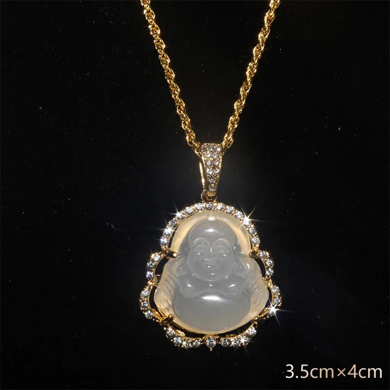 Collier Pendentif Statue Jésus Imitation Jade Vert Émeraude – Amulette Chrétienne | Unisexe