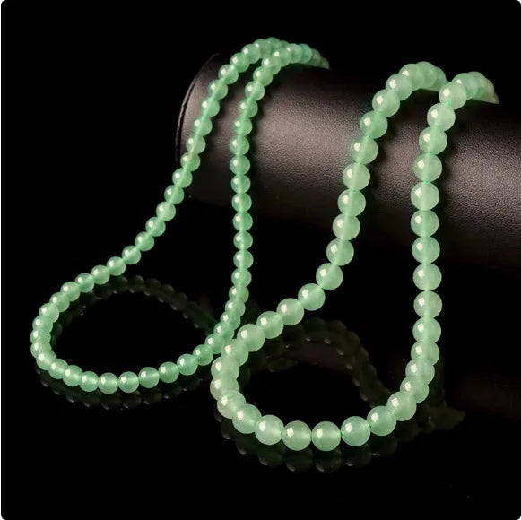 Collier Ras-du-Cou en Jade de Birmanie – Perles Rondes Vertes, Grade A