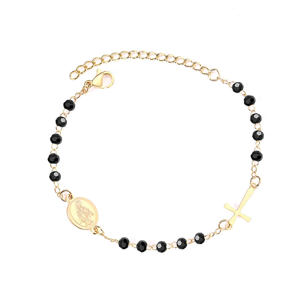 Bracelet Chapelet Croix Chrétien – Acier Inoxydable Émaillé Multicolore