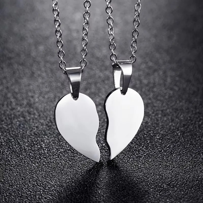 Collier Pendentif Cœur Brisé – Lot de 10 | Acier Inoxydable | Or, Or Rose & Argent