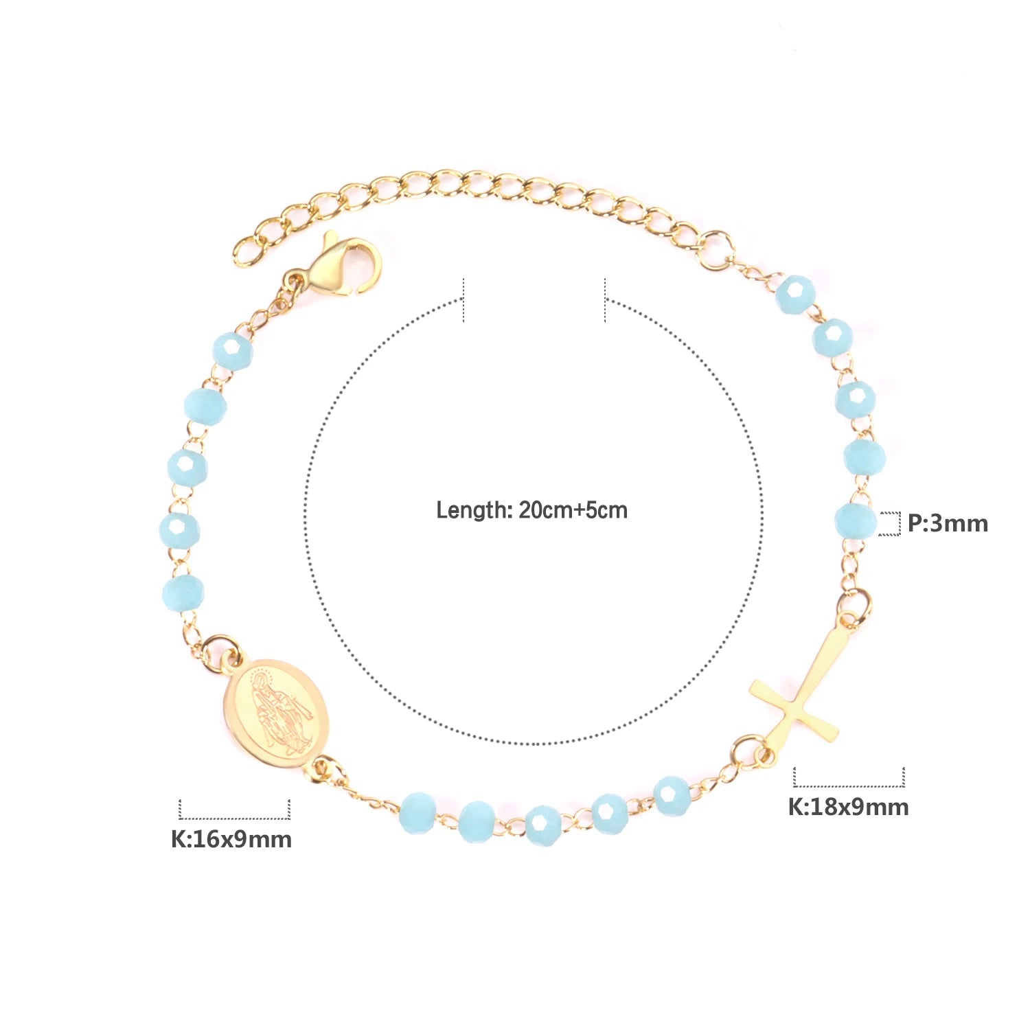 Bracelet Chapelet Croix Chrétien – Acier Inoxydable Émaillé Multicolore