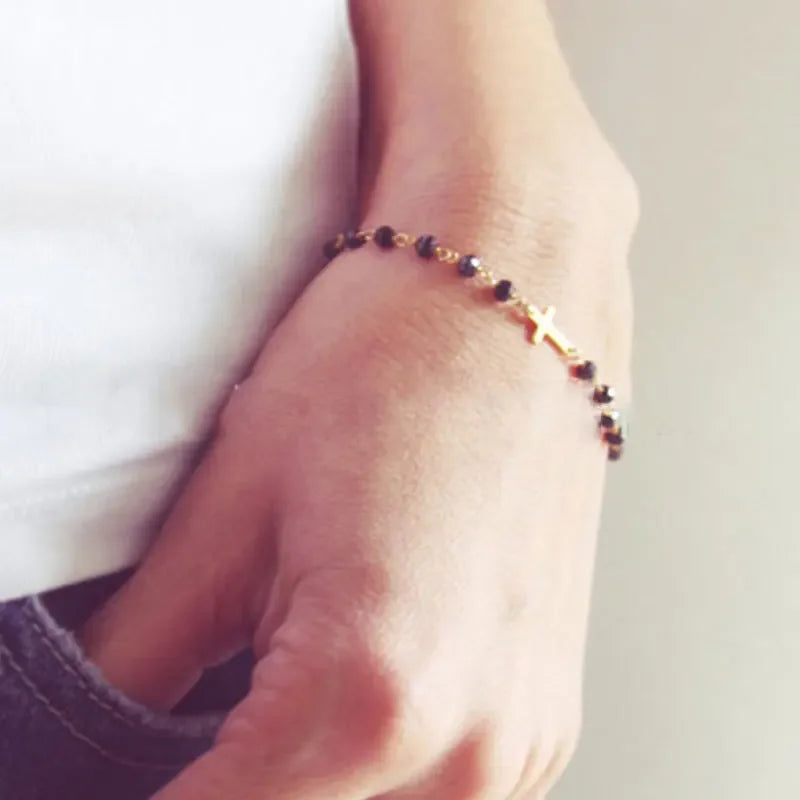 Bracelet Chapelet Croix Chrétien – Acier Inoxydable Émaillé Multicolore